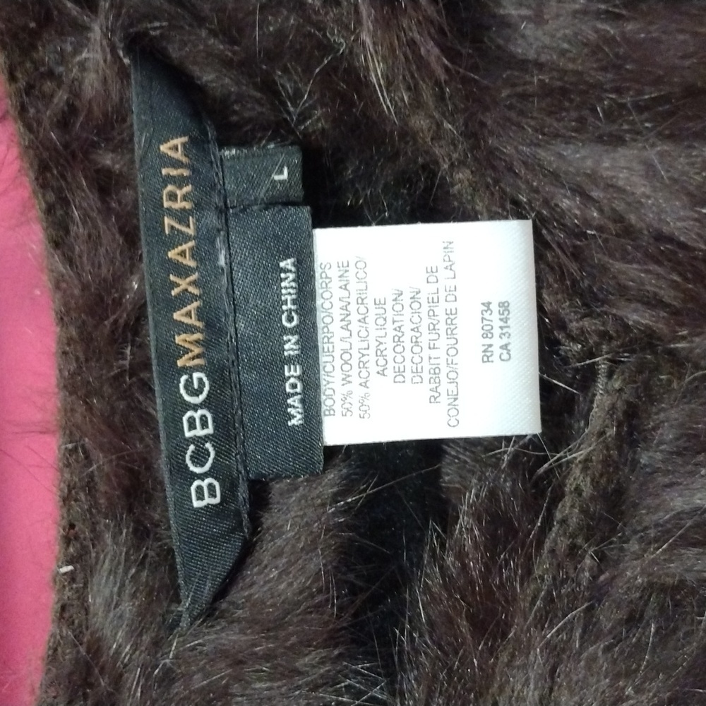 BCBG Max Azria Black Genuine Rabbit Fur Vest Gilet Sleeveless Jacket Size L - Picture 3 of 7